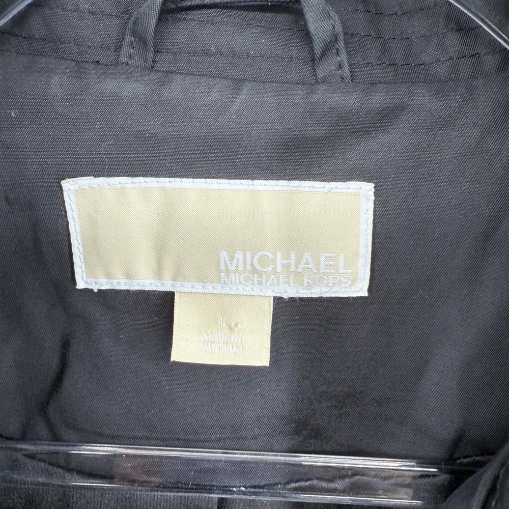 Michael Michael Kors Womens Black Double Breasted Belted Trench Coat Large - Picture 3 of 5